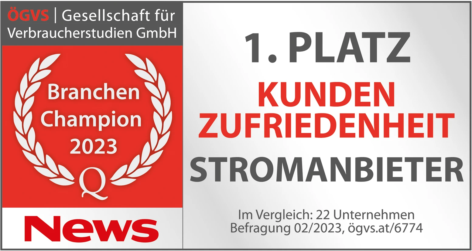 ServiceValue Branchenchampion 2021 1. Platz Stromanbieter